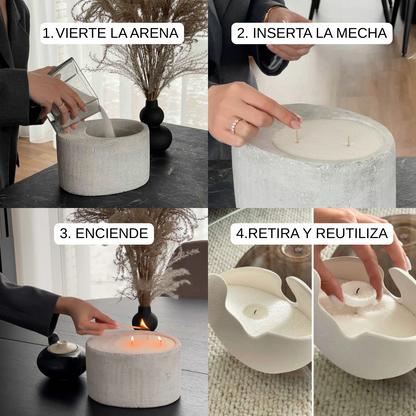 Pack Bestseller: Velas de arena + Esencia Aromática + Mechas + Bowl 🎁