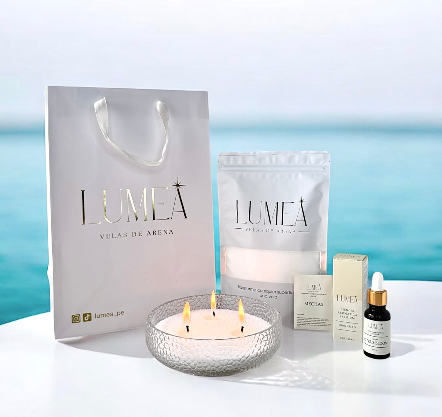 Pack Summer Edition : Velas de arena + Esencia Aromática + Mechas + Bowl 🎁