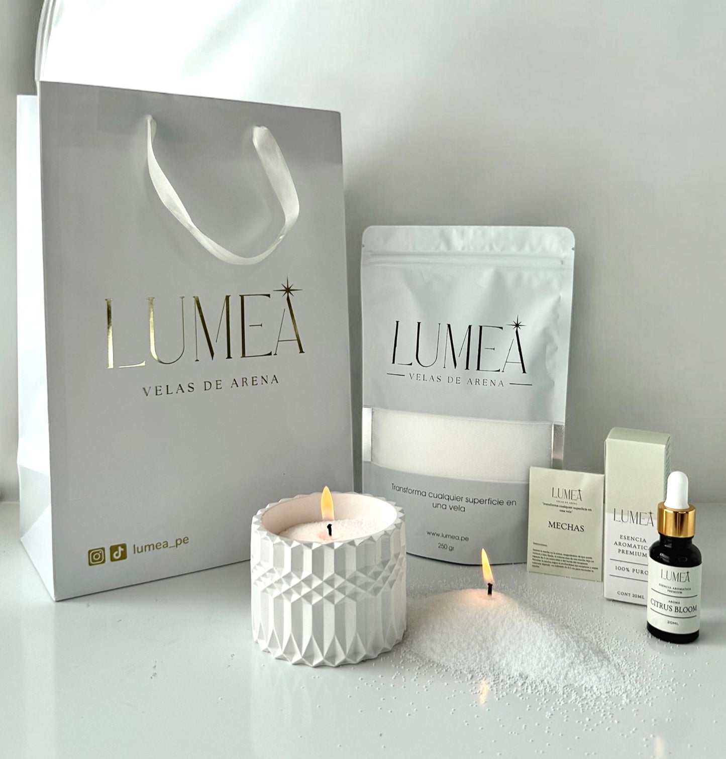 Pack Bestseller: Velas de arena + Esencia Aromática + Mechas + Bowl 🎁